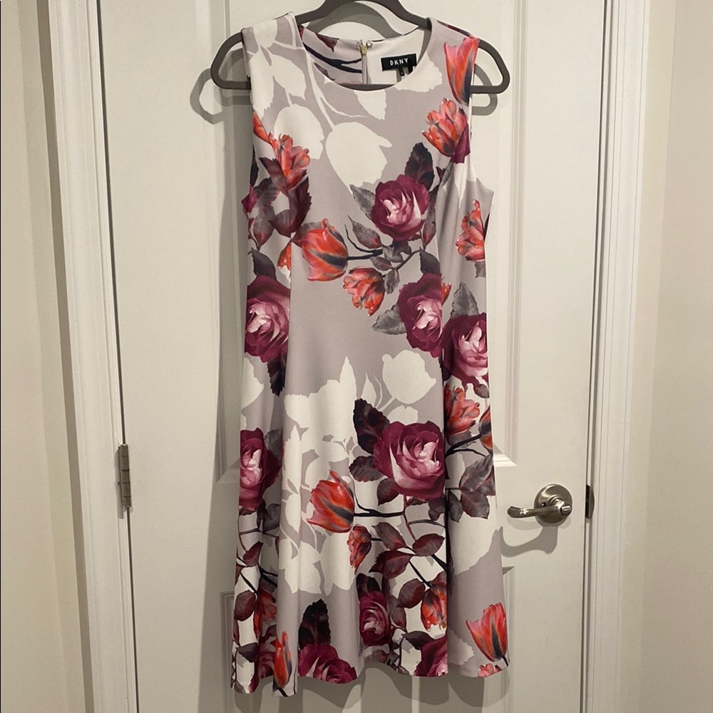 Floral Sleeveless Dress - Purple and Red by DKNY in size 10. Excellent condition